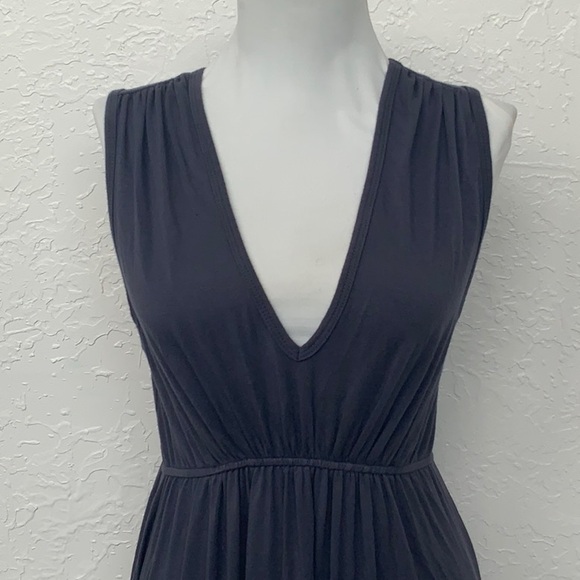 Go Couture Grey White Stripe Maxi Dress Long Empire Stretch Boho Beach - Picture 4 of 8